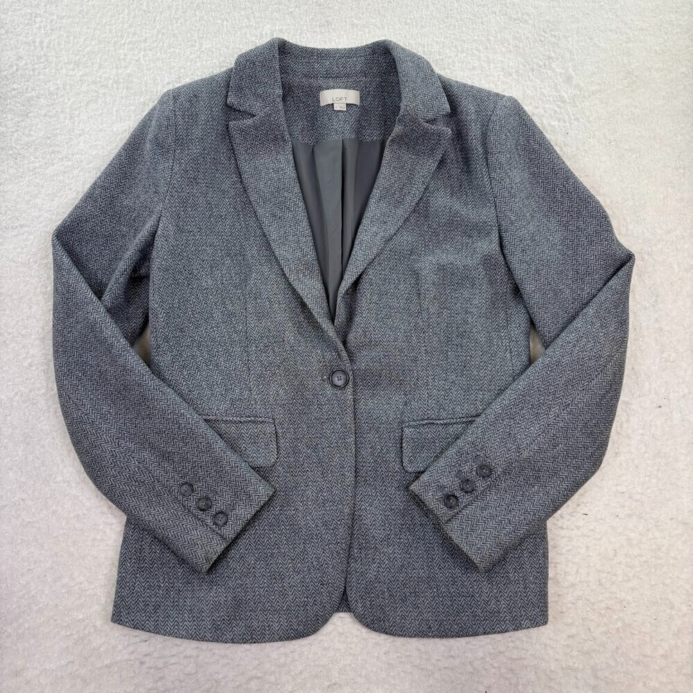 LOFT Women's Cotton Chevron Blazer Size 6